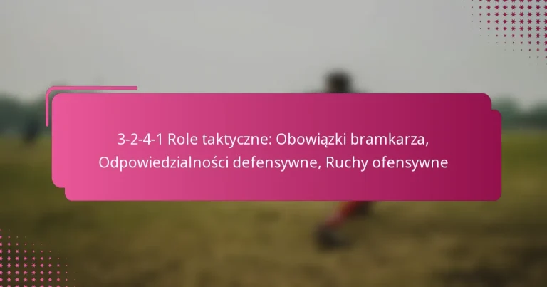 3-2-4-1 Role taktyczne: Obowiązki bramkarza, Odpowiedzialności defensywne, Ruchy ofensywne