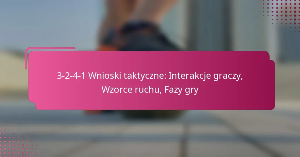 3-2-4-1 Wnioski taktyczne: Interakcje graczy, Wzorce ruchu, Fazy gry