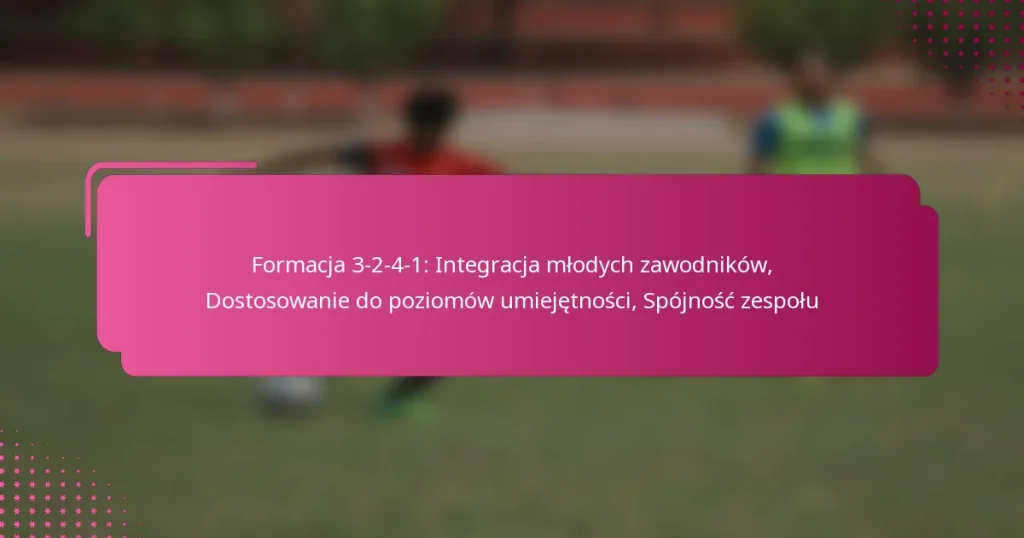 Formacja 3-2-4-1: Integracja młodych zawodników, Dostosowanie do poziomów umiejętności, Spójność zespołu