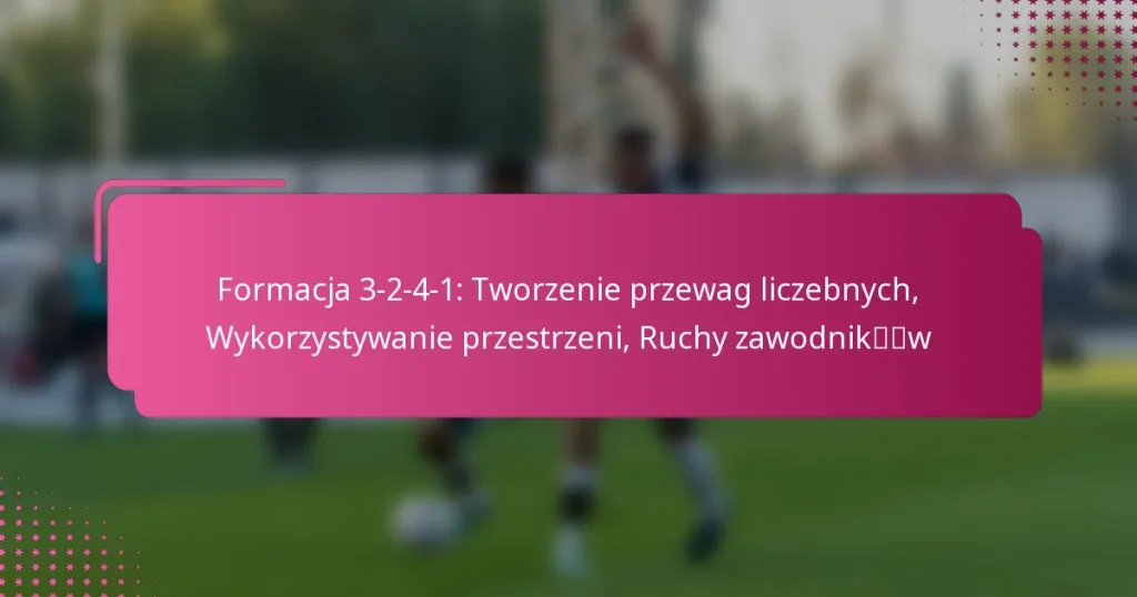 Formacja 3-2-4-1: Tworzenie przewag liczebnych, Wykorzystywanie przestrzeni, Ruchy zawodników